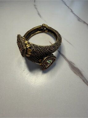 Antique Gold-Tone Crystal Accent Cuff Bracelet - Women Jewelry